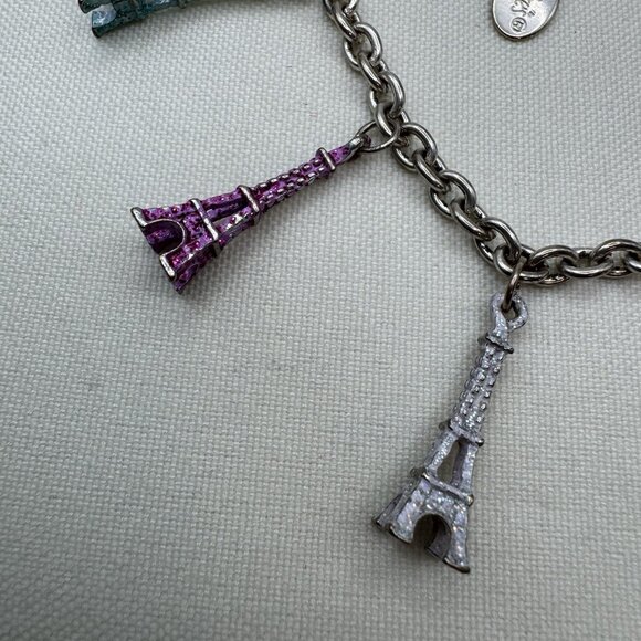 Claire’s Eiffel Tower Charm Bracelet Multicolor Paris Theme Adjustable Jewelry - Picture 5 of 8